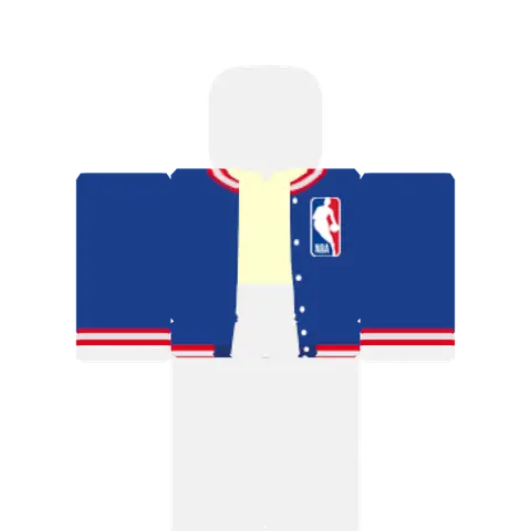 NBA Blue Jacket w White Stripped Top