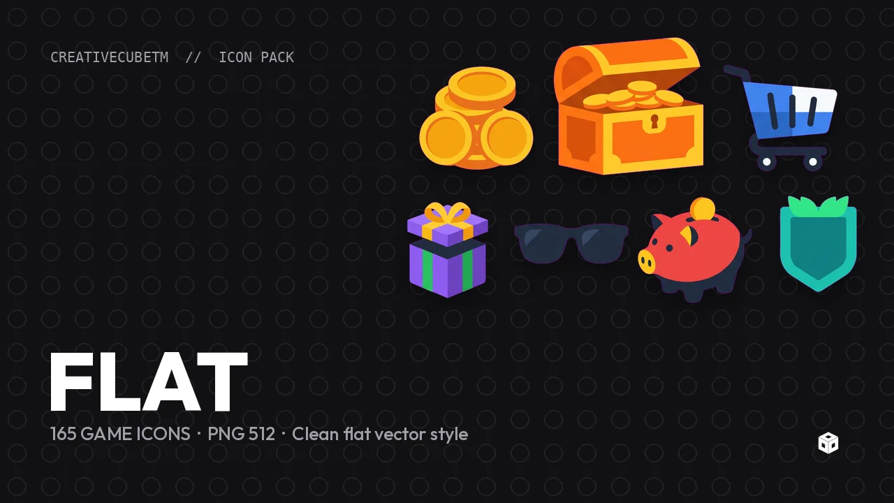 Flat Vector Game Icon Pack — 165 Icons