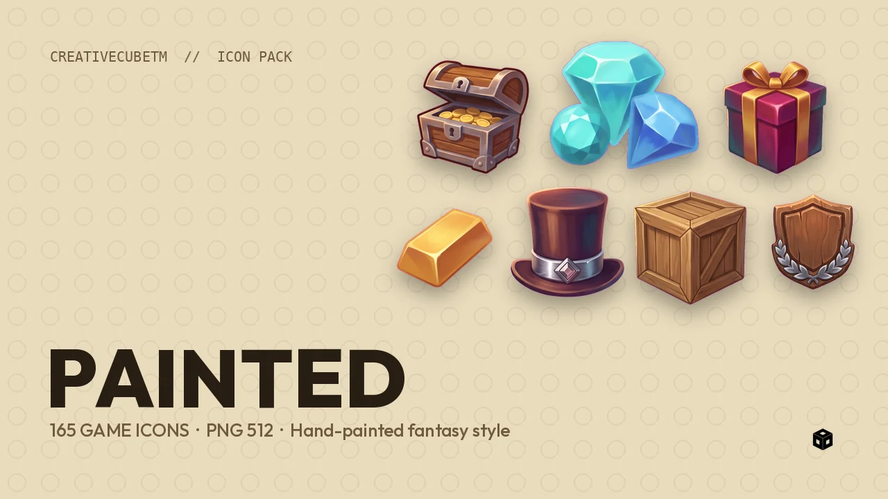 Hand-Painted Game Icon Pack — 165 Icons